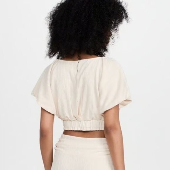 Free People Women's Tovah Scoop Neck Short Sleeve Crop Top Size Small Cream - Picture 3 of 12